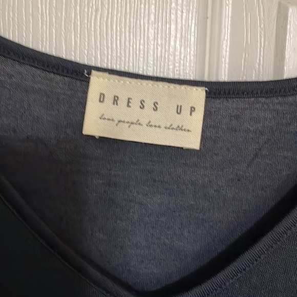 Dress Up navy vneck dress m nwt - Picture 2 of 7